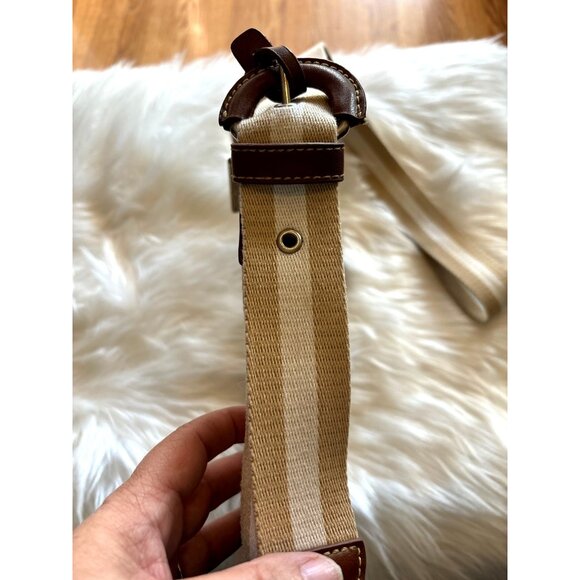 Chaps Beige & Brown Crossbody Bag With Adjustable Strap Travel Work Handbag 30” - Picture 3 of 8